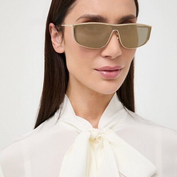 NEW SL605 LUNA 004 SAINT LAURENT SUNGLASSES UNISEX GOLD OVAL EYEWEAR - Picture 4 of 5